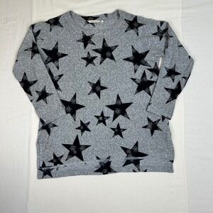 Soft Surroundings Gray‎ Black Star Print Long Sleeve Cozy Top PXL Made in USA